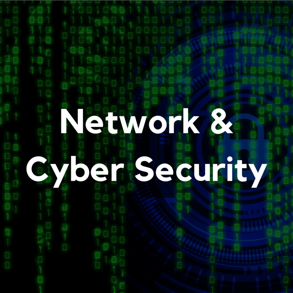 A picture of the words network and cyber security.